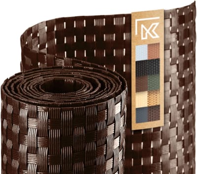 KADAX Tuinhekband van Technorattan, 19 x 255 cm, 10 kleuren, zichtwerende rol, windbescherming voor balkon, terras, weerbestendige hekmat, tuinhek (bruin)