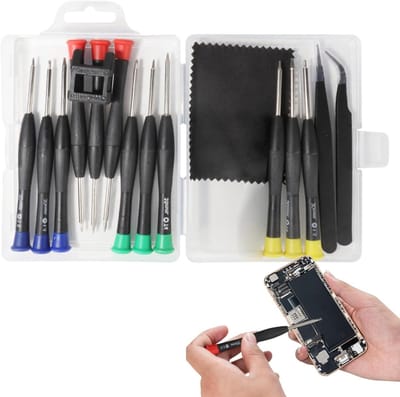 Precisie Schroevendraaierset - Magnetische Bits Set - Elektronica Reparatie - Magnetische Schroefbevestiging - 16 Delig - Grijs