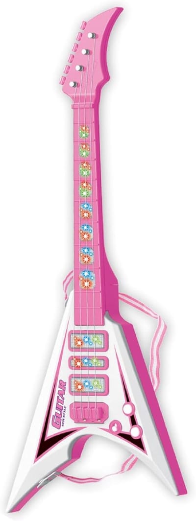 Kinder Gitaar - Speelgoed Instrument - Muziek Ontdekken - Licht en Geluid - 53.5 cm - Roze