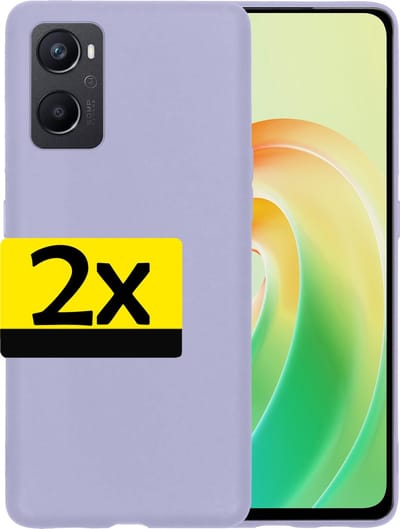 Hoesje - 2 Stuks - Geschikt voor OPPO A76 - Sterk & Shockproof - Case Siliconen - Back Cover - Telefoon Hoes - Telefoonhoesjes - Lila