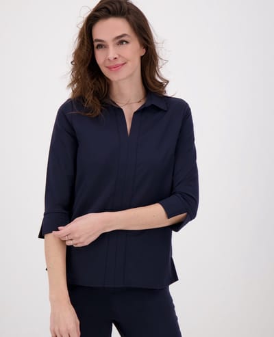 Je m'appelle Travelstof Blouse - Dames - Blauw - Maat XS