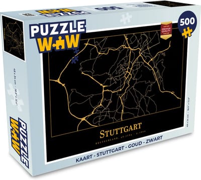 Puzzel Kaart - Stuttgart - Goud - Zwart - Legpuzzel - Puzzel 500 stukjes