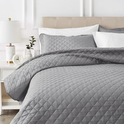 Famanu – Oversized plaid met stiksel in diamantvorm, donkergrijs, 170 x 210 cm, zacht polyester voor alle seizoenen