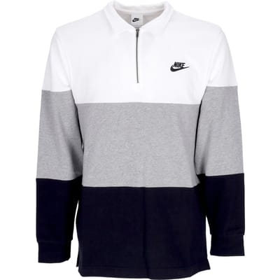 Club Plus Colourblock herenpolo met lange mouwen L/s Top Wit/donkergrijs Heather/zwart/zwart