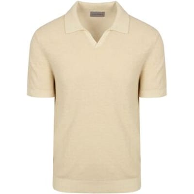 Suitable Polo Riva Bean Linen Cotton Sand - Maat M - Heren - Polo shirt Heren met Korte mouw