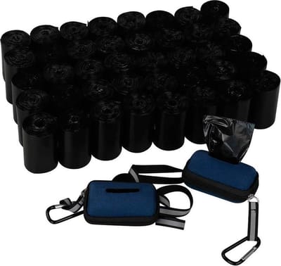 700 zwarte Eco friendly hondenpoepzakken met GRATIS dispenser - 20 rollen x 35 stuks -  Poepzakjes hond