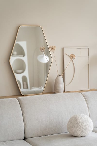 Nordic Style® Hexagon spiegel 90x60cm - Zacht Goud - Scandinavische Spiegels - Hexagon - Wandspiegel - Badkamerspiegel - Gangspiegel - Wand - Gang - Badkamer