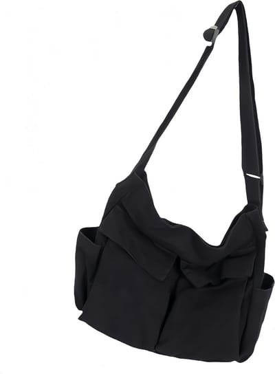 Canvas Schoudertas Heren en Dames - Vintage Casual Tas in Zwart - Grote Crossbody Bag met Meerdere Tassen - Handige Studententas - Stijlvolle Tote Bag voor dagelijks gebruik - Canvas Messenger Bag met Schoudertas - Ruime Schoudertas van Canvas.