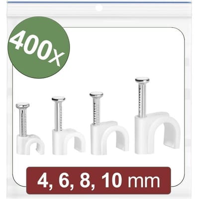 Quadrios 24CA425 Spijkerclip 24CA425 Bundel-Ø (bereik) 2 tot 10 mm Wit 400 stuk(s)