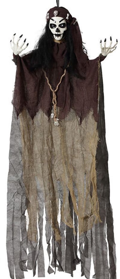 Halloween/horror thema hang decoratie Geest/spook Gypsy - met LED licht - enge/griezelige pop - 120 cm