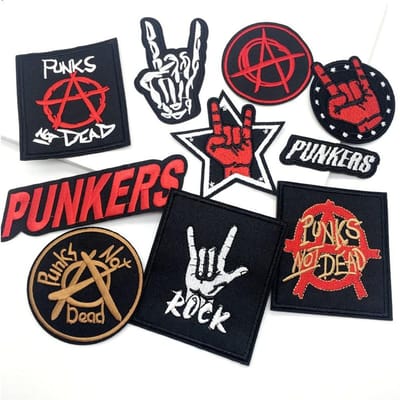 10 stuks Rock Band Borduurpatches Punk Kledingstickers Doe-het-zelf Strijkbare Patches Voor Kleding Applicaties Jas Jeans Strepen red