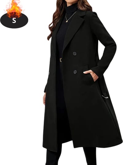 Livano Mantel Dames - Tussenmantel - Jas - Mantelpakje - Trenchcoat - Overjas - Overcoat - Winter - Zwart - S