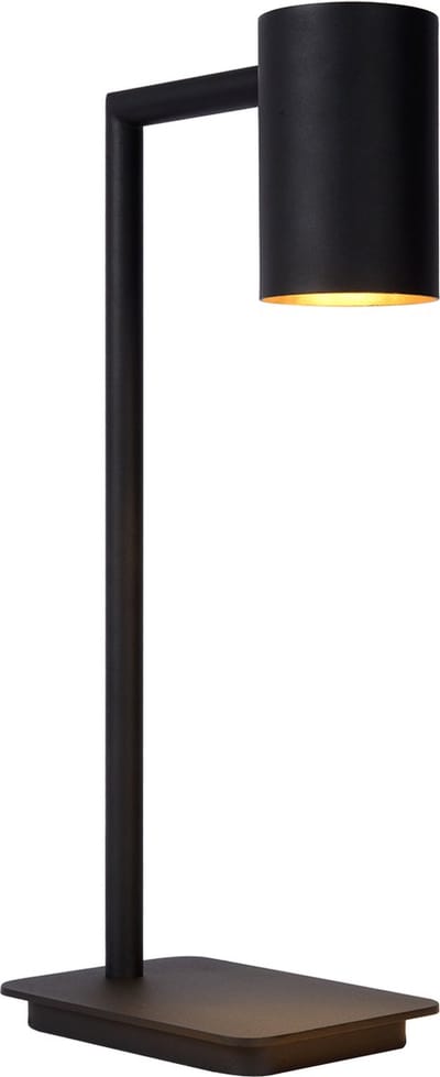 Atmooz - Tafellamp Bisho - Slaapkamer / Woonkamer - Industrieel - Zwarte Buitenkant - Gouden Binnenkant - Hoogte 46cm - Metaal