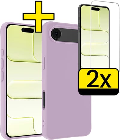 Hoesje - Met 2x Screenprotector - Geschikt voor Apple iPhone Air - Sterk & Shockproof - Back Cover - Siliconen Case - Telefoon Hoes - Telefoonhoesjes - Lila