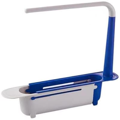 Dailygoody - Boven de Gootsteen Caddy - Keukenorganisator - Telescopisch ontwerp - Blauw - Handdoekhanger - Ideaal voor kleine en grote spoelbakken - ...
