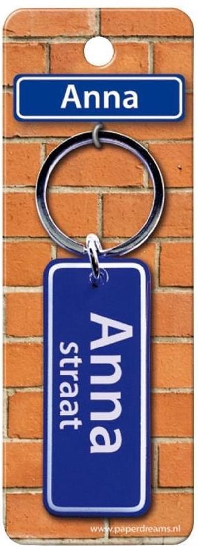 Paper Dreams Sleutelhanger Straatnaam Anna 9 Cm Staal Blauw