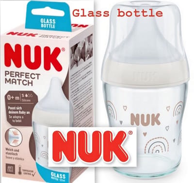 NUK | Glass | Perfect Match | Babyfles | 120 ml | Silicone speen maat : S | 0m+ | 120 ml