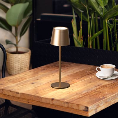 GAEVE - Tafellamp oplaadbaar - Koffie - Draadloos en Dimbaar - 27,5cm hoog - 3 lichtkleuren - Elke lichtkleur is dimbaar - Geschikt voor binnen en buiten - Nachtlamp - Waterdicht
