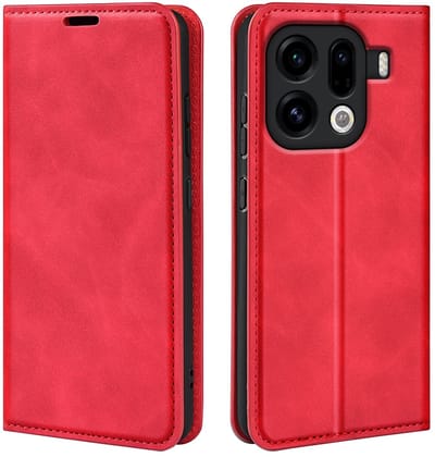 MobyDefend Hoesje - Geschikt voor Oppo Find X9 Pro - Luxe Wallet Bookcase (Magnetische Sluiting) - Rood