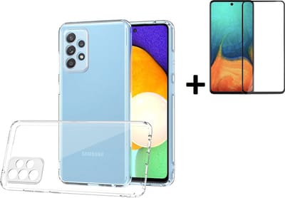 MoDo hoesje Geschikt voor Samsung Galaxy A73 5G - Siliconen Back Cover - Transparant met full screenprotector