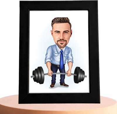 Fitness Karikatuur Man - Karikatuur met Jouw Foto - Cadeau - Verjaardag - Kerst - Kado - Valentijn - Gepersonaliseerd Cadeau