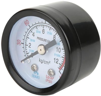 Dailygoods Luchtcompressor Manometer - Drukmeter voor Compressoren - Zwart - 0-180 PSI - Geschikt voor Schroefcompressoren en Zuigercompressoren