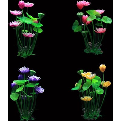 Hobby's, 4 Stuks Simulatie Lotus Ornamenten Nep Planten Decoratieve Plastic Planten Kunstplanten Vis Aquarium Accessoires 4pcs