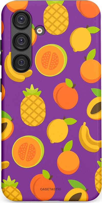 Casetastic Hoesje Geschikt voor Samsung S25 - Stijlvolle Beschermende Duo-layer Case - Tropisch Fruit Feest