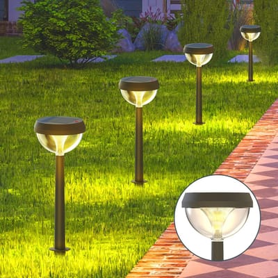 Famanu Tuinverlichting op zonne-energie, IP54 waterdicht, met 3 verlichtingsmodi en helderheidsbereik 2 m, decoratie voor oprit, binnenplaats, terras, warm wit, 4 stuks.