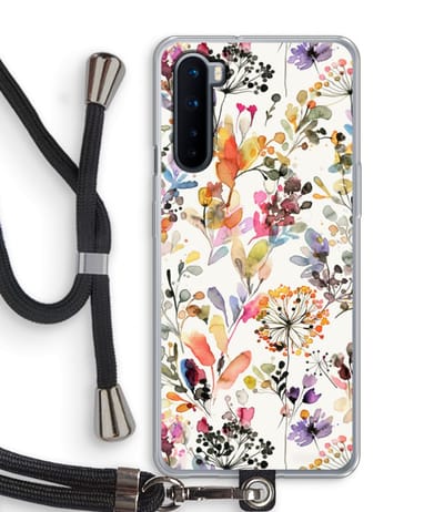 Case Company® - Hoesje met koord geschikt voor OnePlus Nord hoesje met Koord - Wilde grassen - Telefoonhoesje met Zwart Koord - Bescherming aan alle Kanten en Over de Schermrand