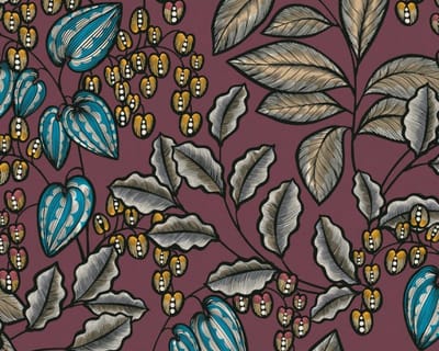 SCANDINAVISCHE LOOK BLADEREN BEHANG | Retro - meerkleurig donkerrood - "Architects Paper" A.S. Création Floral Impression