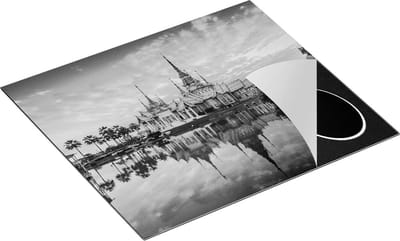 Chefcare Inductie Beschermer Wat Non Kum Tempel in Thailand - Zwart Wit - 60x50 cm - Afdekplaat Inductie - Kookplaat Beschermer - Inductie Mat