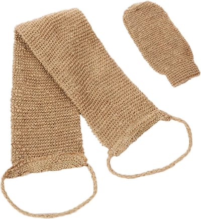 2 stuk - Rug Scrubber en handschoenen - Exfoliating Glove - Back Scrubber - Lichaamsborstel - 58*10 cm - 22*11 cm - Sisal - Voor Lichaam, Rug en Schouders - Badkamer Accessoires