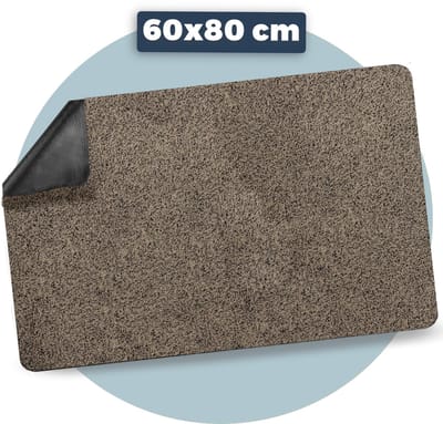 Pasper Deurmat binnen droogloopmat - 60 x 80 cm - Beige - zonder boord - Gemaakt in België - Wasbaar - Deurmatten