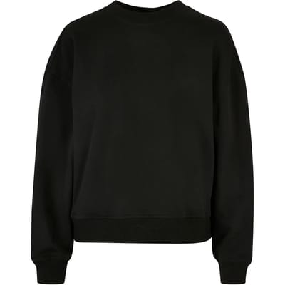 Build your Brand Ladies Oversized Crewneck Sweatshirt BY212 - Black - XS