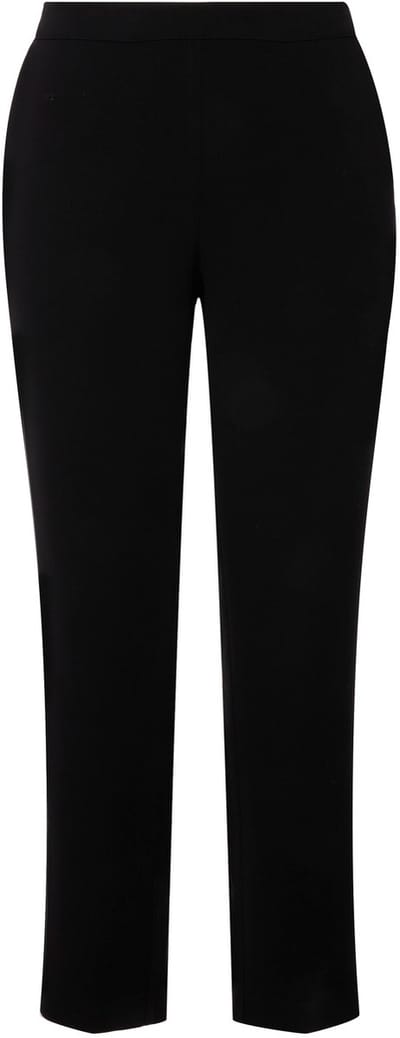 Ulla Popken - Dames - Acetaat broek smalle pijp comfortabele tailleband - Zwart - Maat 42