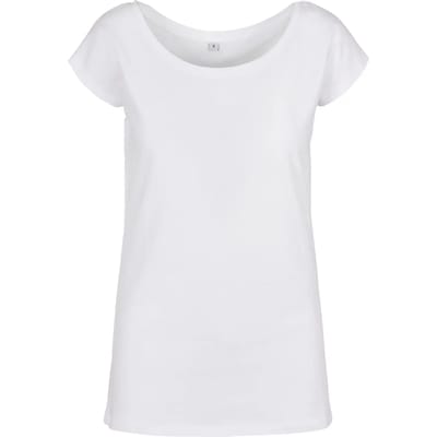 Build your Brand Ladies´ Wide Neck Tee BYBB013 - White - XS
