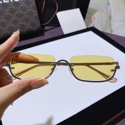 Lunettes de soleil carrées pour femme de marque de luxe, monture demi-métal, verres sans monture flottants, teintes vintage