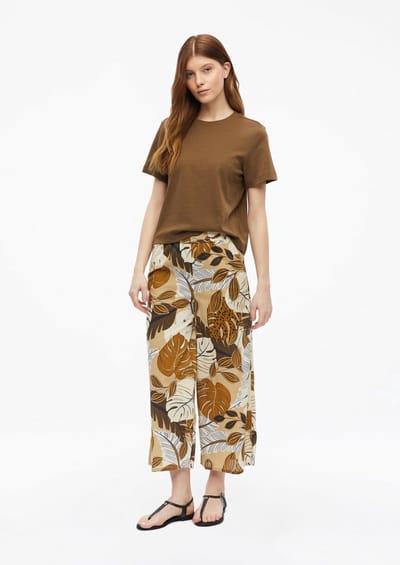 Hoge taille casual broek met wijde pijpen volledige print dames s.Oliver