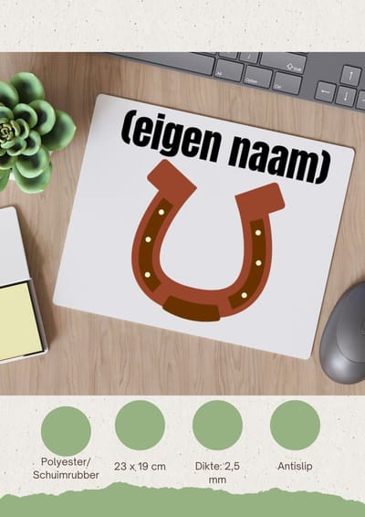 Akyol - paarden hoefijzer met eigen naam Muismat - Paarden - paarden liefhebbers - iemand die houdt van paarden - verjaardag - cadeau - kado - 23 bij 19 cm
