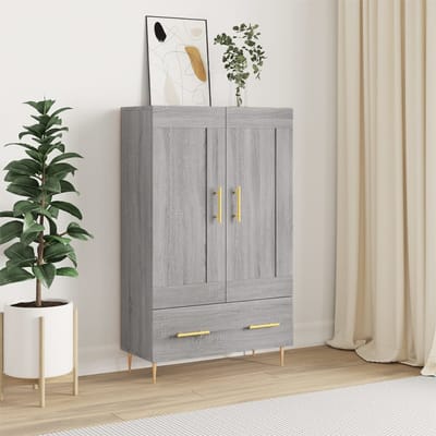 vidaXL - Hoge - kast - 69,5x31x115 - cm - bewerkt - hout - grijs - sonoma - eikenkleurig