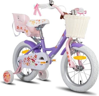 Kinderfiets voor meisjes met zijwieltjes, mandje en poppenzitje