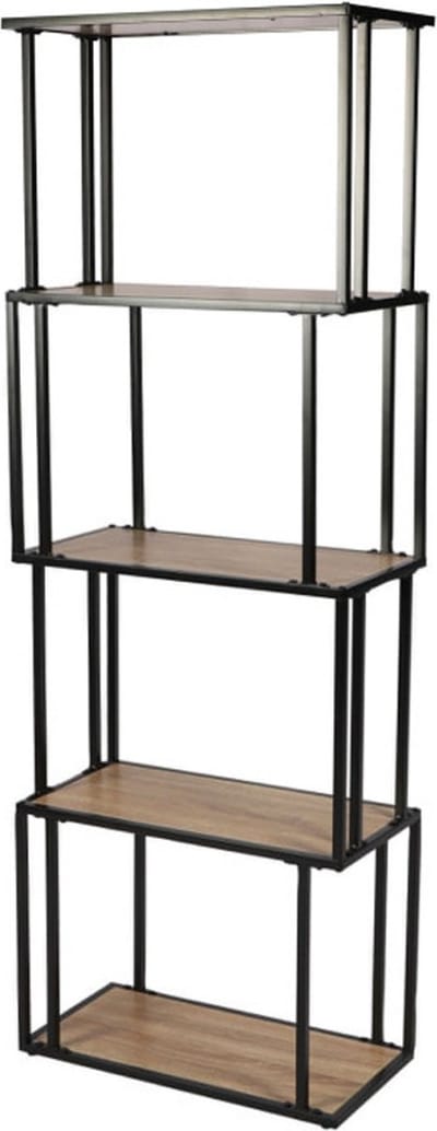 CALICOSY - Bibliotheek met 5 planken H170 cm Decoratie van Hout en Metaal Zwart