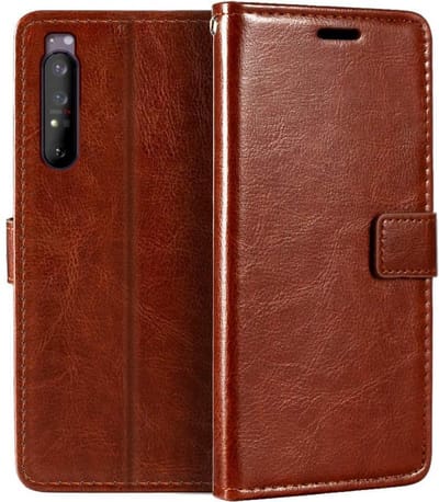 Bookcase Geschikt voor: Sony Xperia 1 III - Bruin - portemonee hoesje