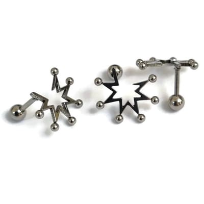 Aramat Jewels | Piercings | Zilverkleurige Helixpiercing met Halve Ster en Bolletjes | | | |6mm | Staal | Volwassenen | Verkleurd niet