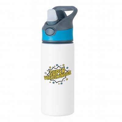 Hacebo® - Super verloskundige waterfles met rietje blauw - Verloskundige - dokter - werk - afscheidscadeau - verjaardagscadeau - kado - water fles - 650ML