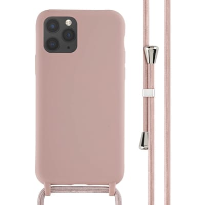 imoshion Hoesje - Geschikt voor Apple iPhone 11 Pro - Siliconen hoesje met koord - Sand Pink