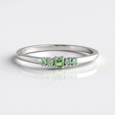 Cavill - Zilveren ring met 0,155 ct Indiase Alexandriet - 925 Sterling zilver - Platina coating - Elegante ronde geslepen edelstenen dames ring