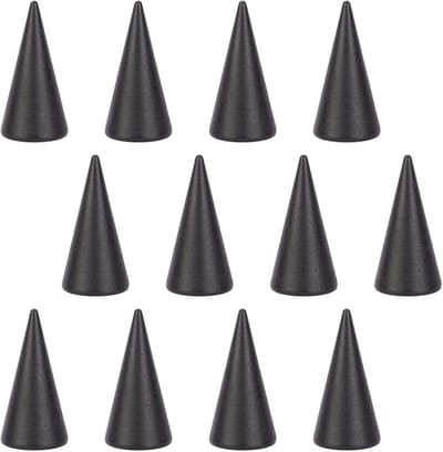 By shayne - Zwarte Houten Ringdisplays - 12 Stuks - Perfect Voor Sieraden Tentoonstelling - Kegelvormige Ringhouder - Geschikt Voor Dames - 25D x 25B.