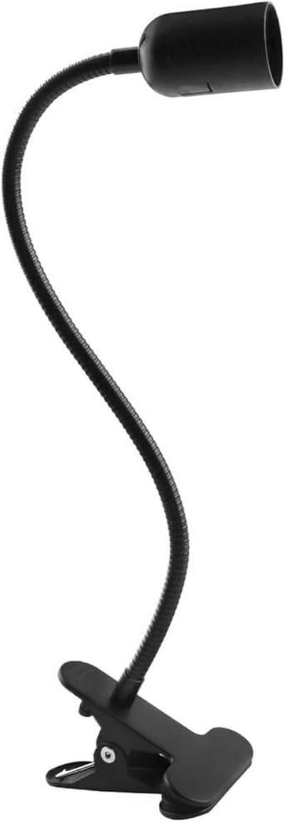 GELLDG E27 Lampenfassung met Clip - 60° Verstelbare Schwanenhalslamp - Tafellampvoet - 11x7.5x38cm - Met Aan/UIT Schakelaar en Stroomstekker - Geschikt voor Planten, Dieren en Werktafelverlichting - Kunststof